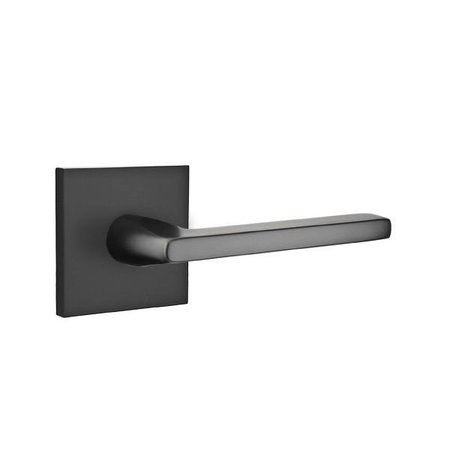 EMTEK Helios Lever Right Hand 2-3/8 in Backset Privacy w/Square Rose for 1-1/4 in to 2 in Door Flat Black 5210HLOUS19RH